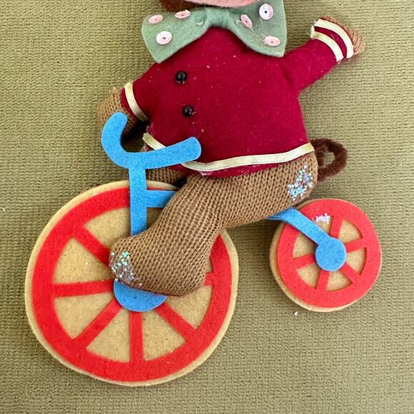 Cycling Christmas Felt Circus Monkey Set of 2. RARE. 5.5” X 11.4” Festive *Read - Picture 13 of 16